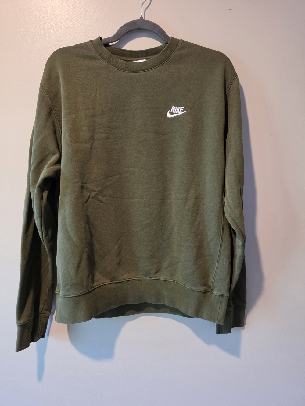 Nike Men’s Olive Crewneck Sweatshirt with White Logo